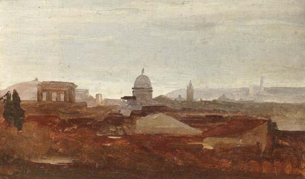 unknow artist a view overlooking a city,roman ruins and a cupola visible on the horizon Sweden oil painting art